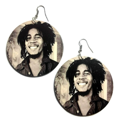 Bob Marley Smile Statement Dangle Wood Earrings