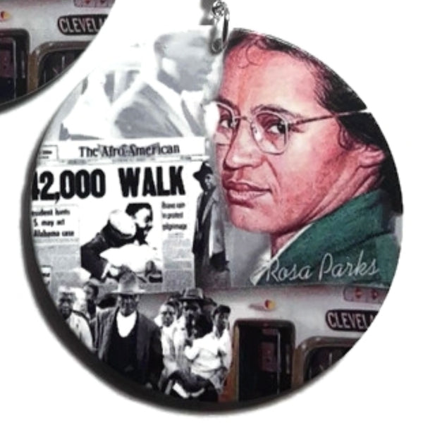 Rosa Parks Statement Dangle Wood Earrings