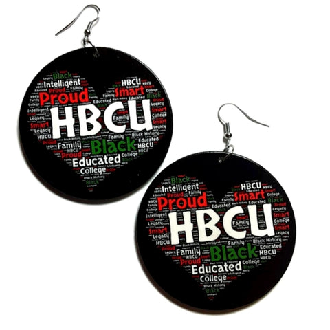 Proud HBCU Black Educated Statement Dangle Wood Earrings