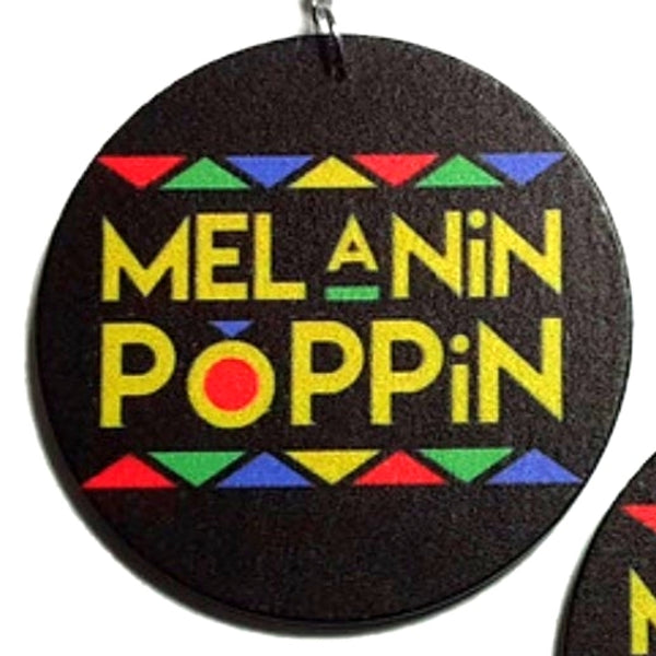 Melanin Poppin Statement Dangle Wood Earrings