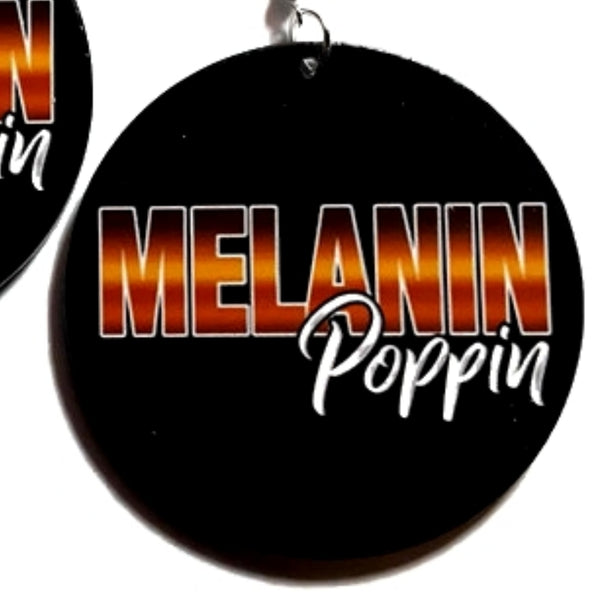 MELANIN Poppin Gold Black Statement Dangle Wood Earrings