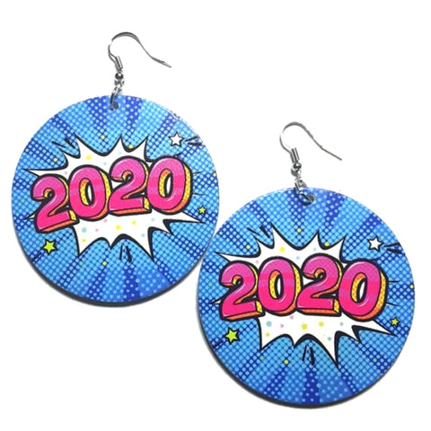 2020 Comic Blast Statement Dangle Wood Earrings
