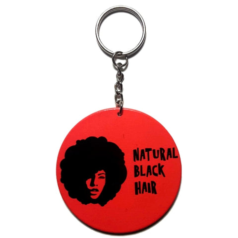 Natural Black Hair Red Keychain