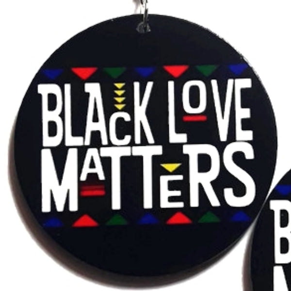 BLACK LOVE MATTERS Multi Colors Statement Dangle Wood Earrings