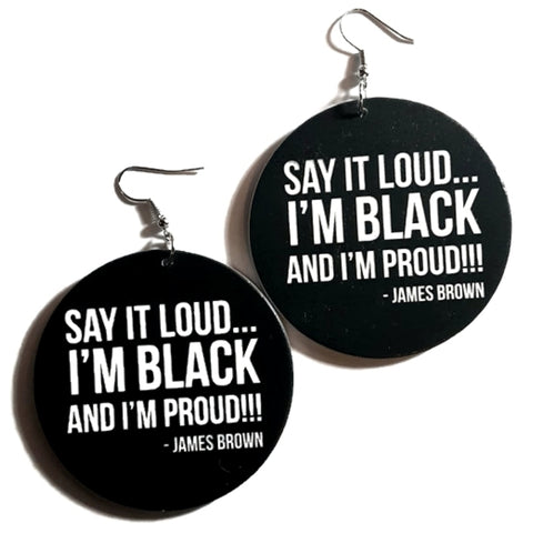 BLACK AND PROUD Statement Dangle Wood Earrings