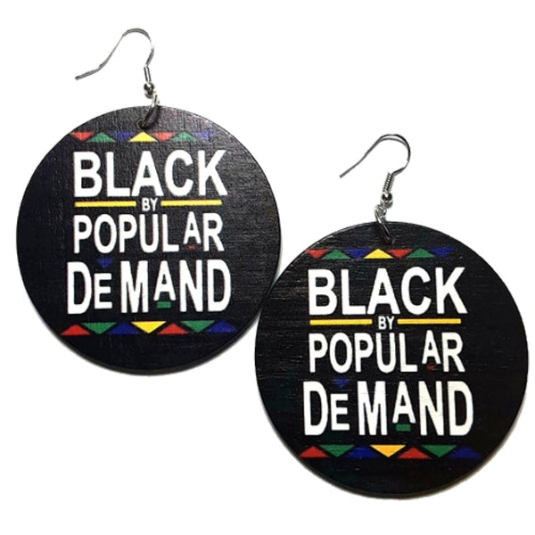 Black By Popular Demand Statement Dangle Wood Earrings
