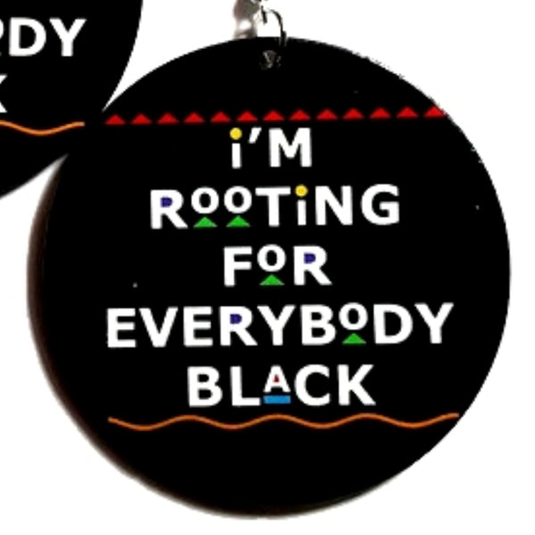 Rooting for Everybody Black in Colors Statement Dangle Wood Earrings