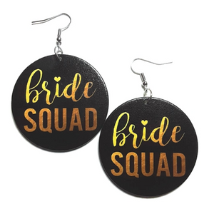 Bride Squad Small Statement Dangle Wood Earrings