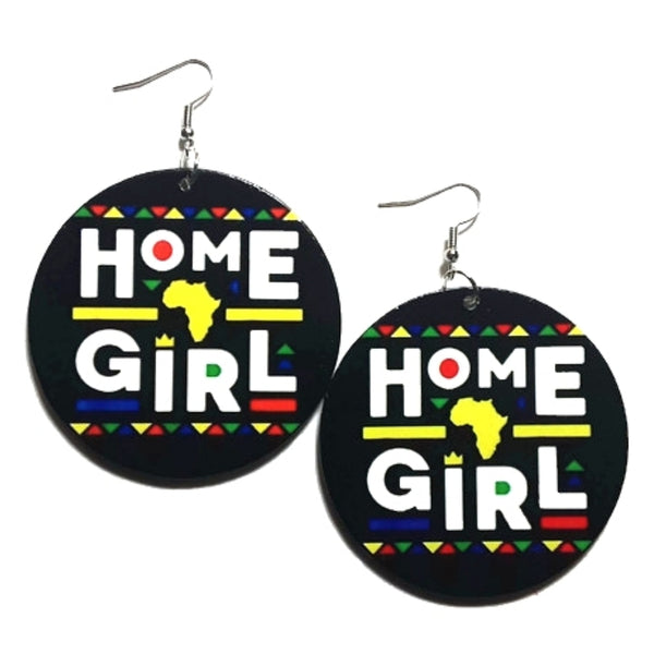 HOME GIRL in Colors Statement Dangle Wood Earrings