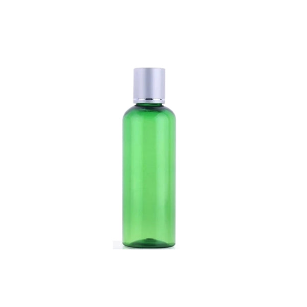 3oz Green Clear PET Plastic Bottles with 20/410 Silver Disc Caps | 20mm Natural Orifice Reducer
