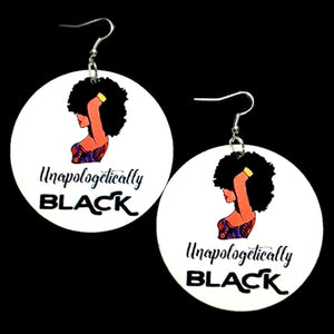 Unapologetically BLACK AFRO QUEEN Statement Dangle Wood Earrings