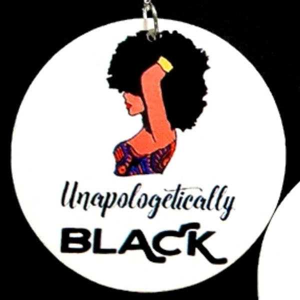 Unapologetically BLACK AFRO QUEEN Statement Dangle Wood Earrings