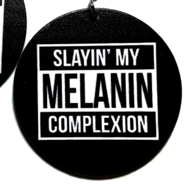 Slayin My Melanin Complexion Statement Dangle Wood Earrings