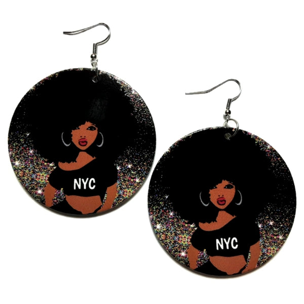 NYC Sparkle and Shine Statement Dangle Wood Earrings