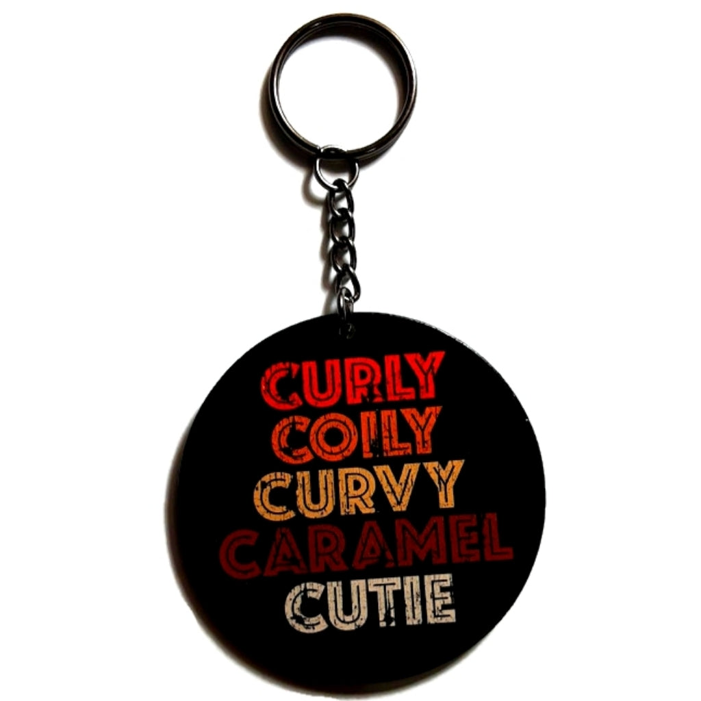 Vintage Curly Coily Curvy Caramel Cutie Keychain