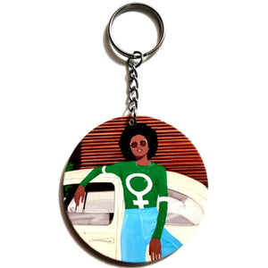 Women Power Chartreuse Keychain