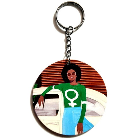 Women Power Chartreuse Keychain