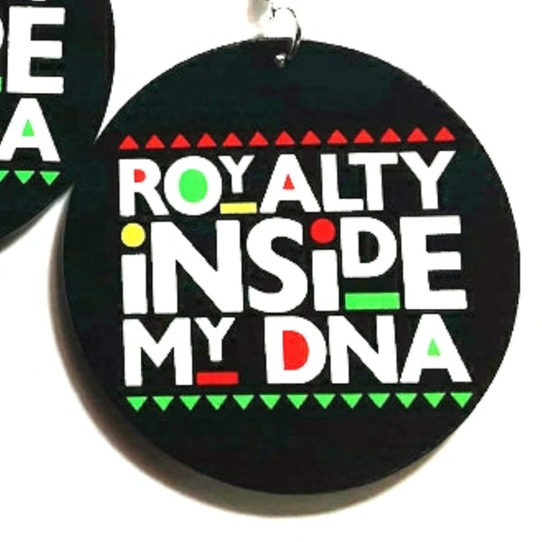 Royalty Inside My DNA in Colors Statement Dangle Wood Earrings