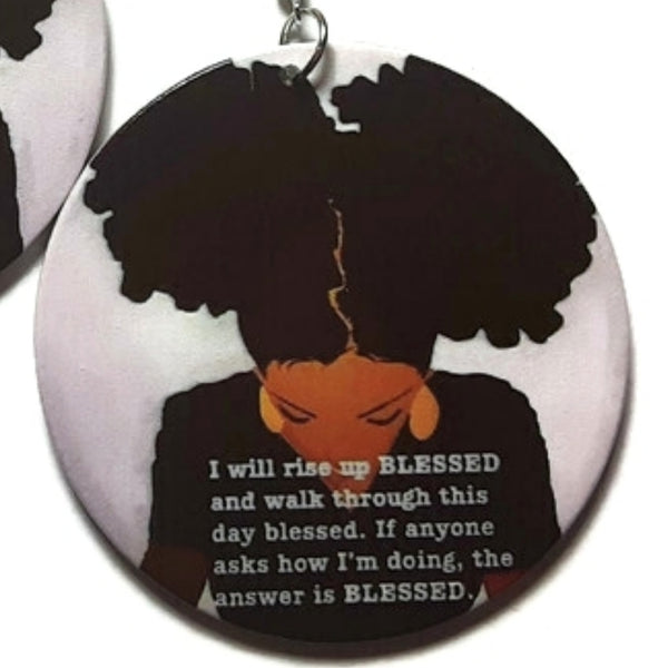 BLESSED Rise Up and Walk Statement Dangle Wood Earrings