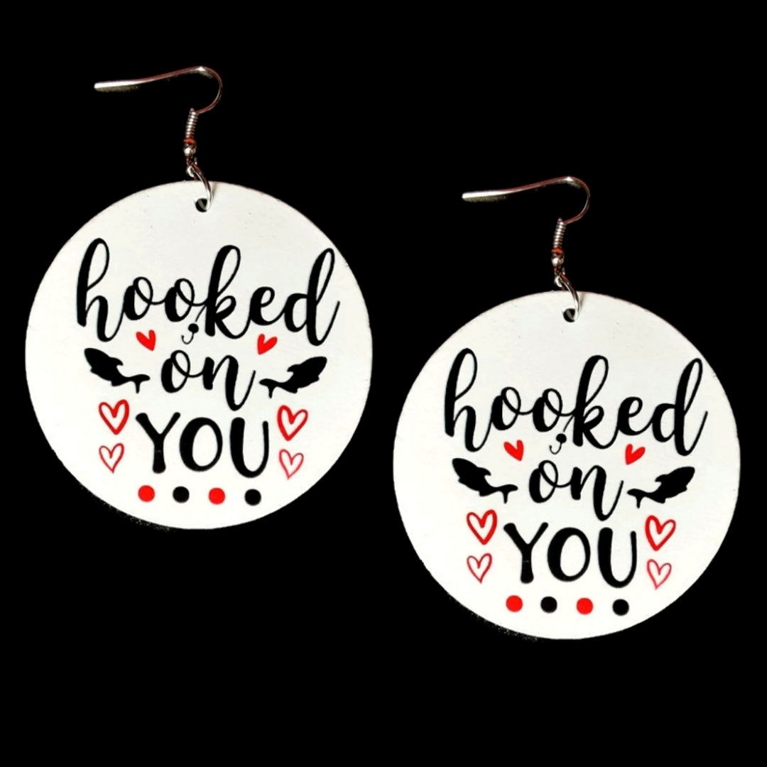 Hooked On You Red Hearts Statement Dangle Wood Earrings