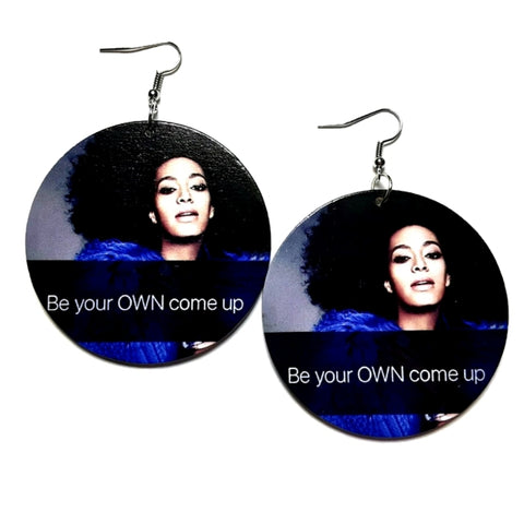 Be Your OWN Come Up QUEEN Statement Dangle Wood Earrings
