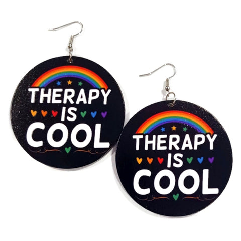 Therapy Cool Statement Dangle Wood Earrings