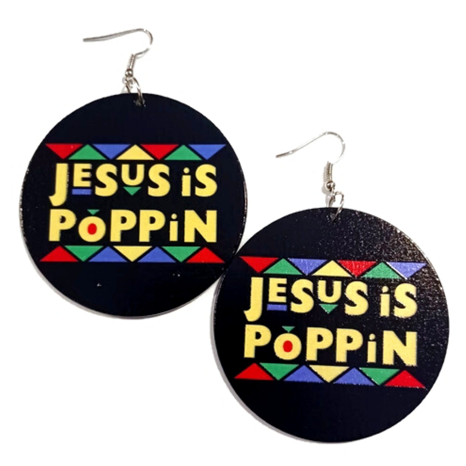 Jesus is Poppin in Colors Statement Dangle Wood Earrings