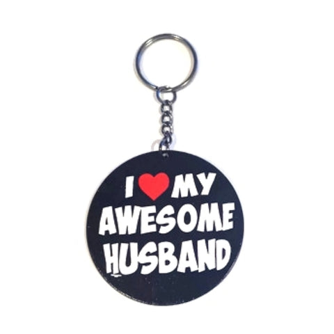 I Love My Awesome Husband or Wife Keychain