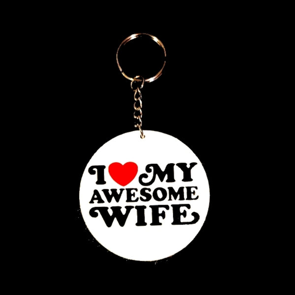 I Love My Awesome Husband or Wife Keychain