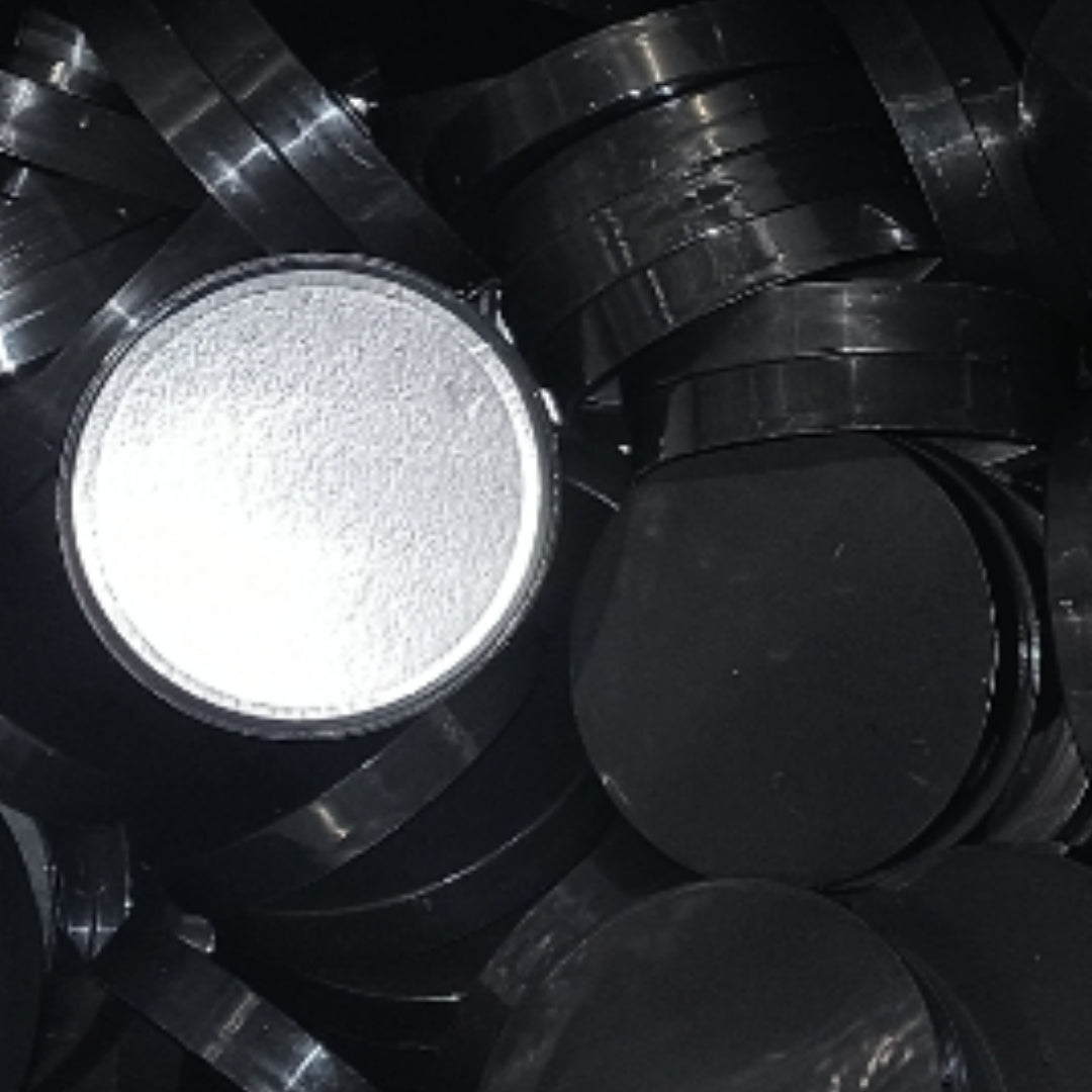 70/400 Black Smooth Silver Lined Jar Caps