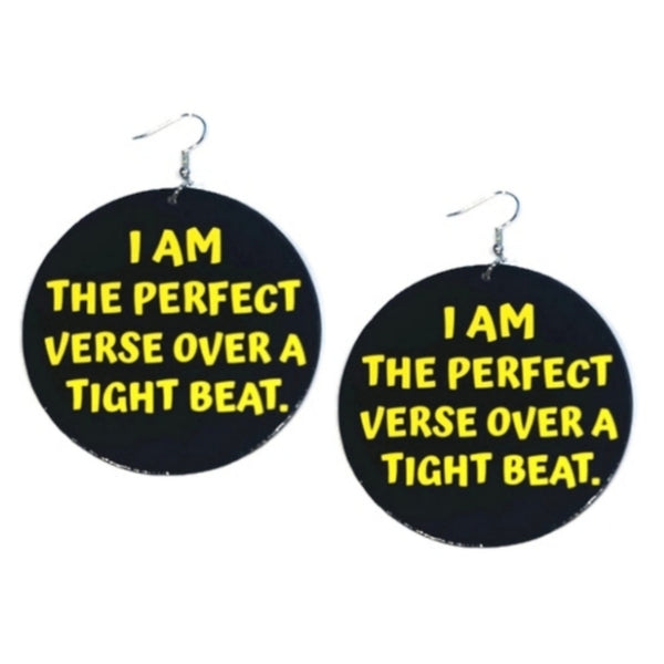 I Am The Perfect Verse Large Statement Dangle Wood Earrings