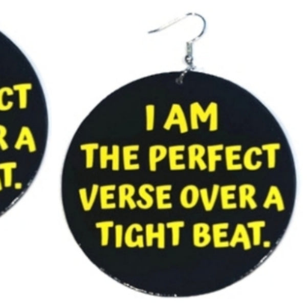 I Am The Perfect Verse Large Statement Dangle Wood Earrings