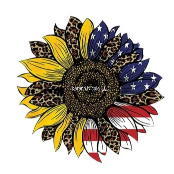 Ready To Press DTF Transfer American Sunflower Yellow Leopard