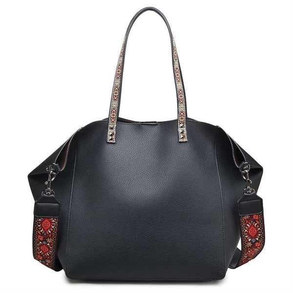 Urban Expressions Holly Black Tote Handbag with Detachable Fashion Strap