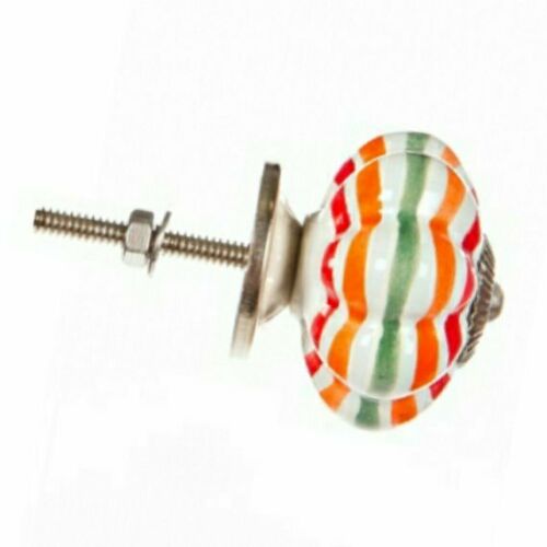Multicolor Stripes Design Ceramic Decorative Drawer Cabinet Knob - Set of 6
