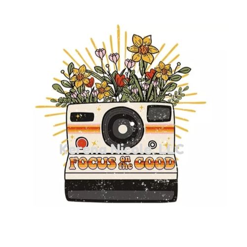 Ready To Press DTF Transfer Vintage Polaroid Camera FOCUS on the GOOD Florals