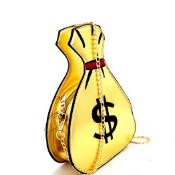 Gold Money Bag Cross Body Novelty Handbag