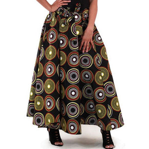 Black African Multi Print Maxi Skirt with Matching Headwrap