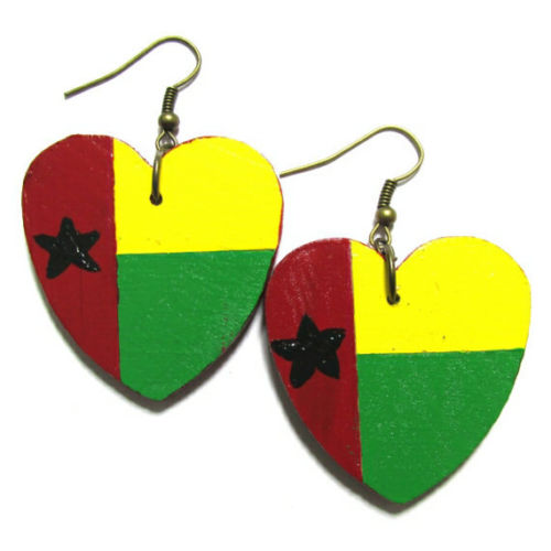 GUINEA BISSAU Africa LOVE Multi-Color Fashion Jewelry Dangle Handmade Earrings