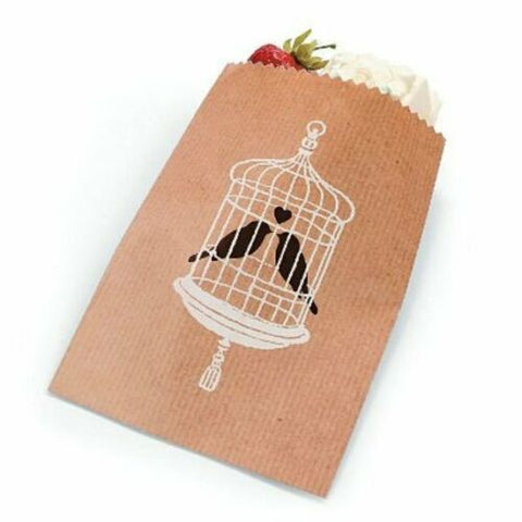 Love Birds Cake Candy Treat Wedding Party Kraft Paper Favor Bags - Set of 180