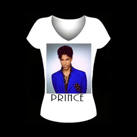 PRINCE Fitted White V Neck Tshirt