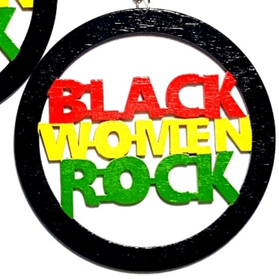 Black Women Rock Statement Dangle Wood Earrings