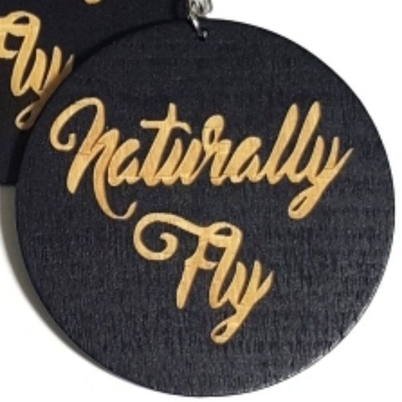 Naturally Fly Statement Dangle Engraved Wood Earrings