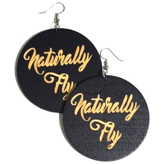 Naturally Fly Statement Dangle Engraved Wood Earrings
