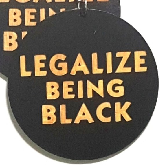 Legalize Being Black Statement Dangle Engraved Wood Earrings