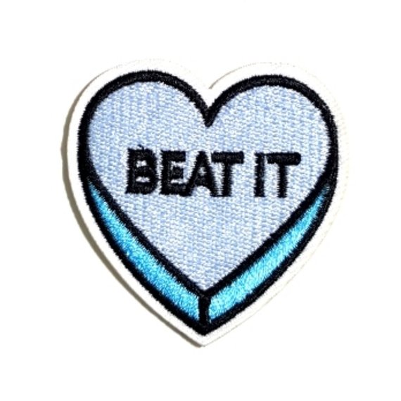 BEAT IT Blue Heart Expression Iron-On Patches