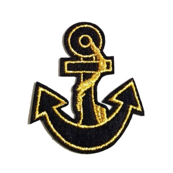 Black Gold Anchor Iron-On Patch
