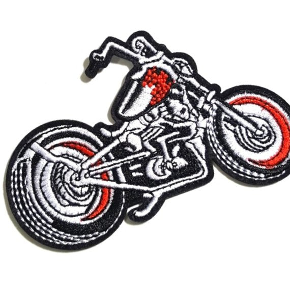 Motorcycle Red Black Iron-On Patch