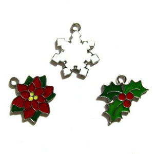Poinsettia Mistletoe Snowflake Bracelet Jewelry Charms