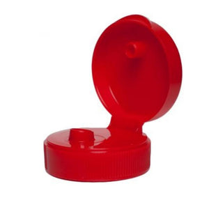 Red Flip Dispensing Caps with Pressure Sensitive Liner - Bottle Cap Size: 38-400 - Set of 25